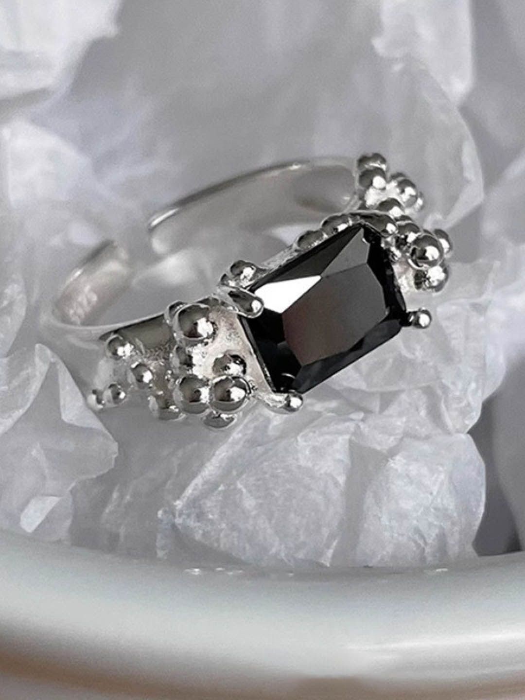 

StyleCast Elegant Silver-Plated Silver-Toned Artificial Stones-Studded Finger Ring
