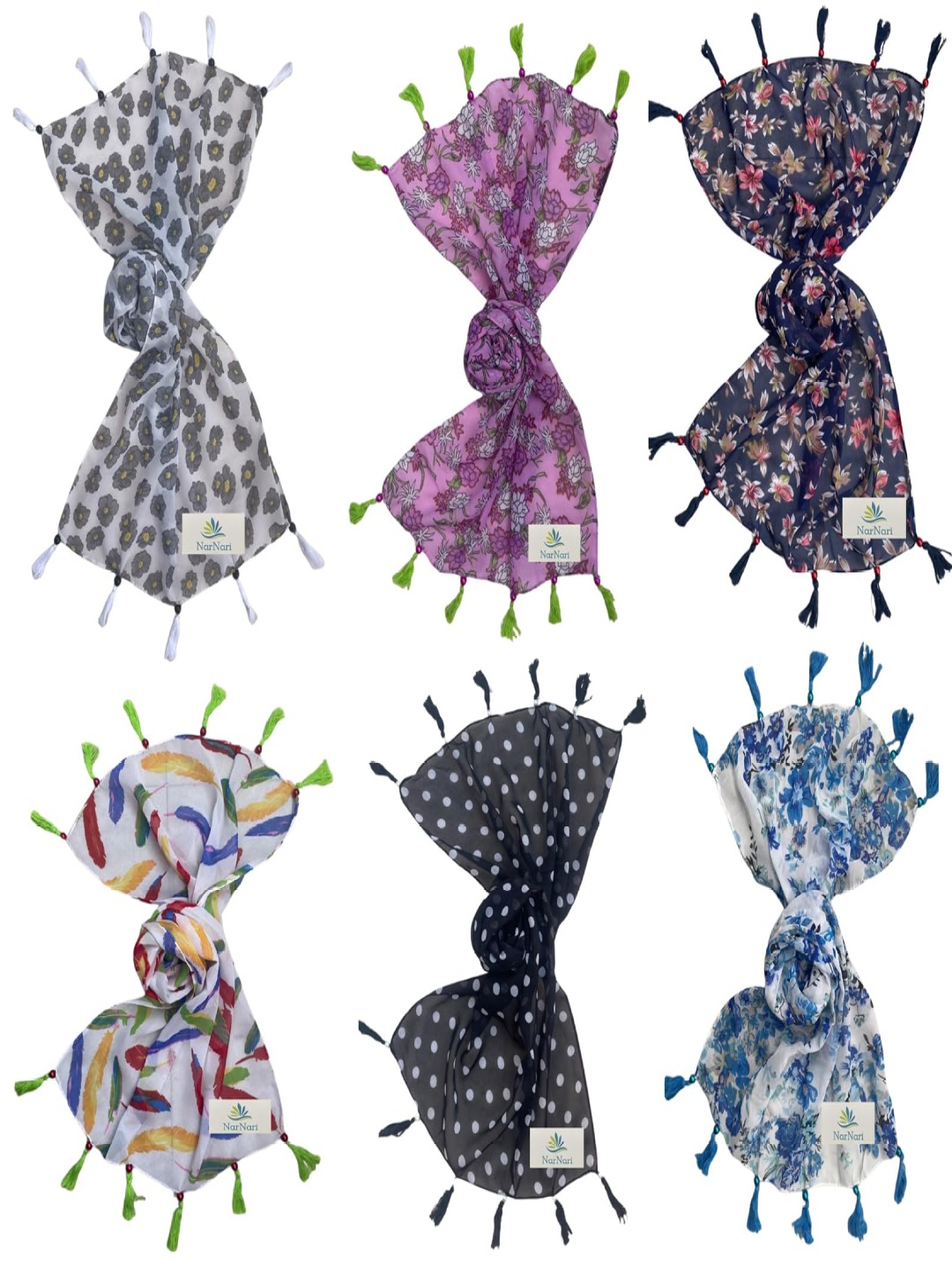 

NarNari Women Printed Scarf, Green