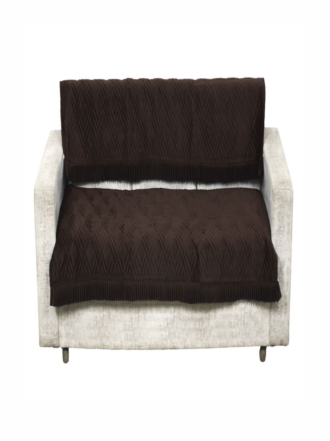 

Fashion Throw Coffee Brown 2 Pieces Velvet 4 Seater Sofa Covers