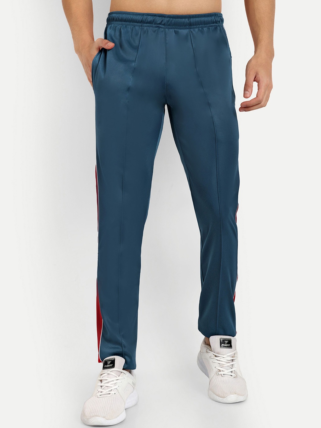 

Metronaut Men Striped Slim Fit Track Pants, Turquoise blue