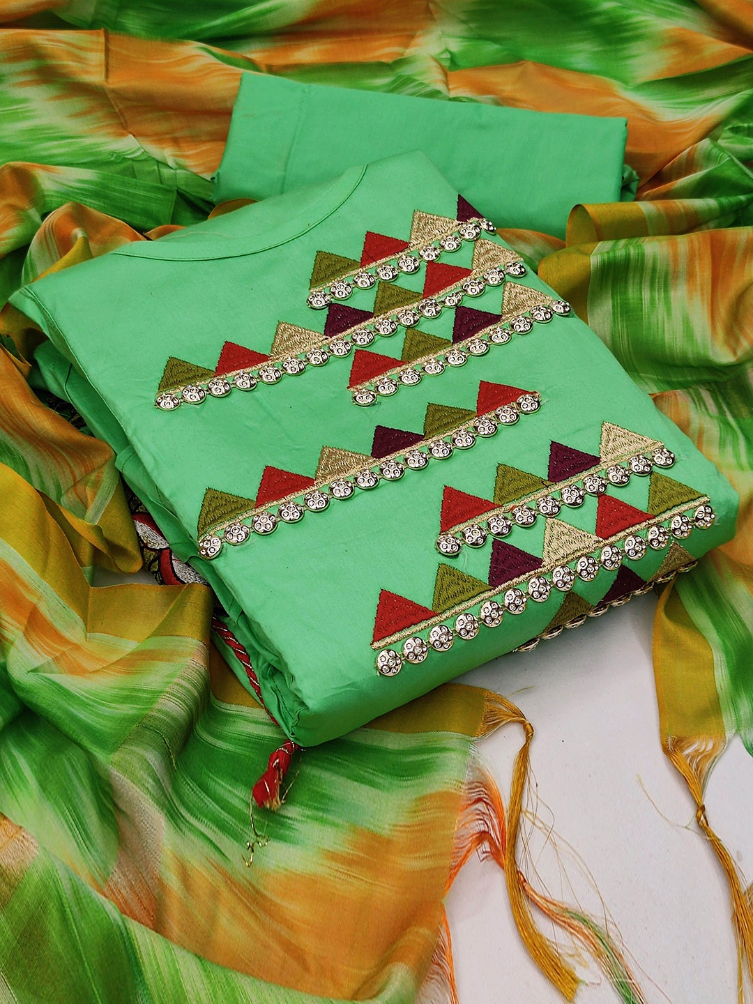 

HERE&NOW Embroidered Unstitched Dress Material, Green