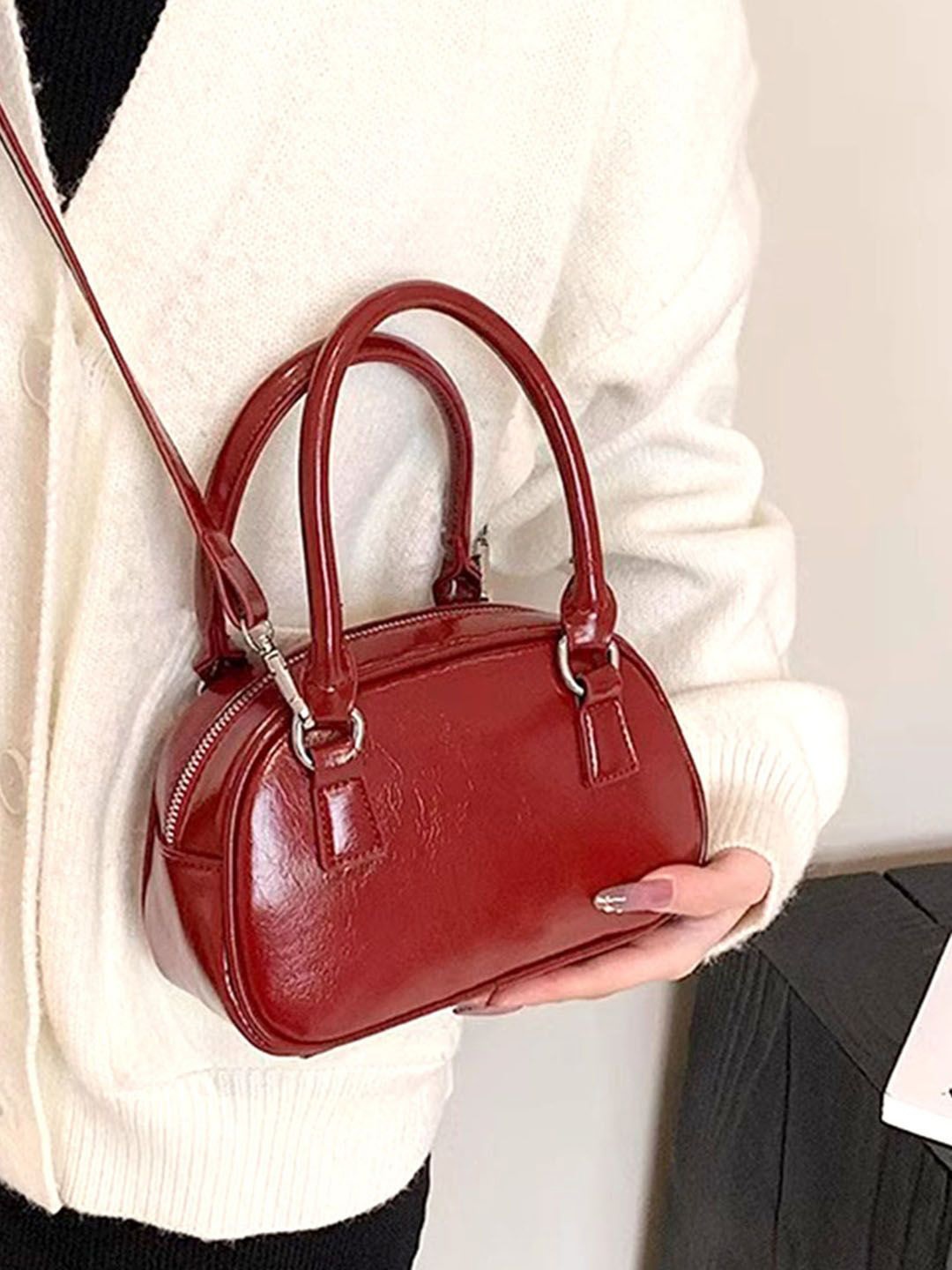

StyleCast Women Textured Structured Shoulder Bag, Red