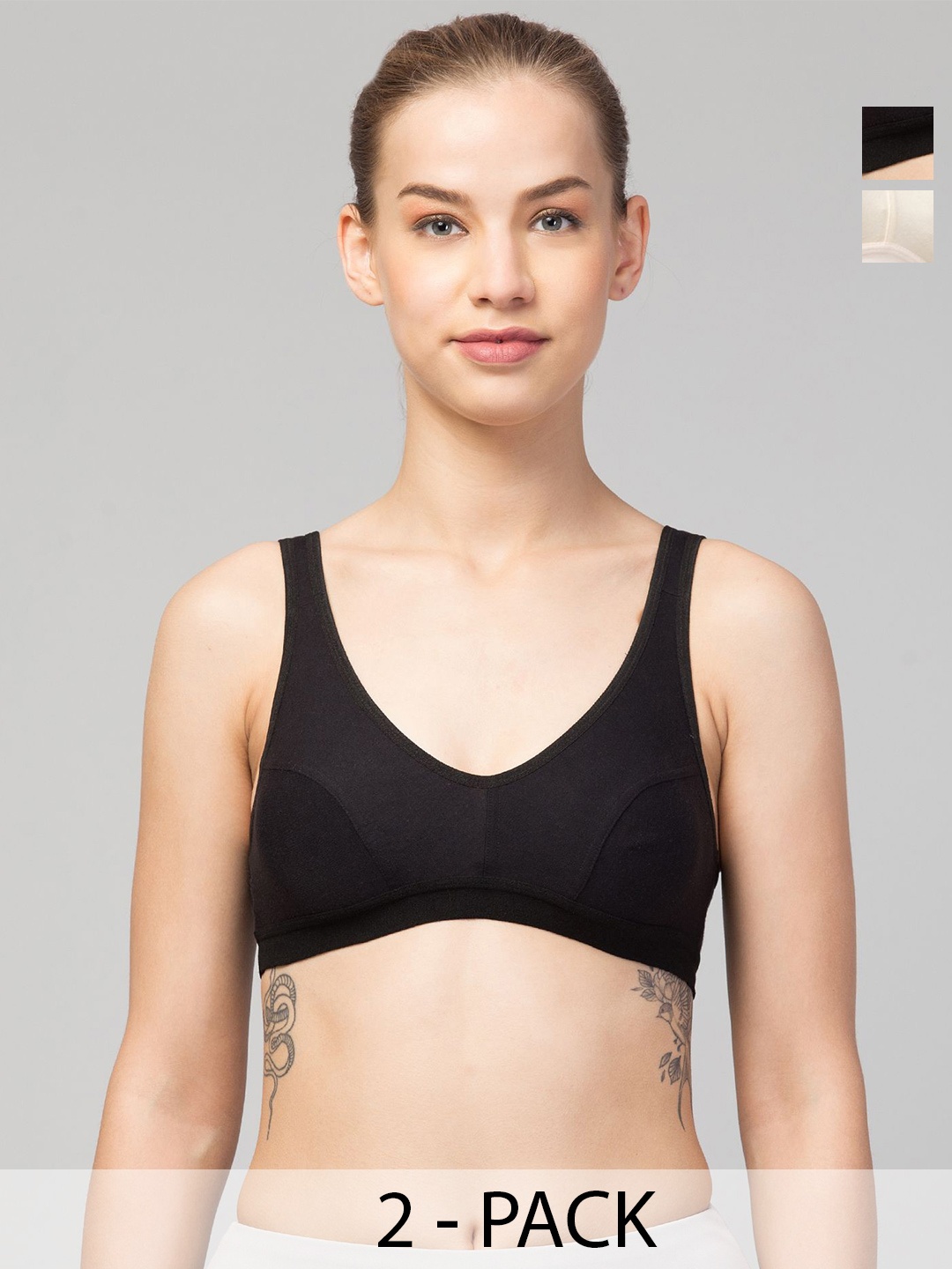 

CKARFE Full Coverage Bra pack of 2, Black