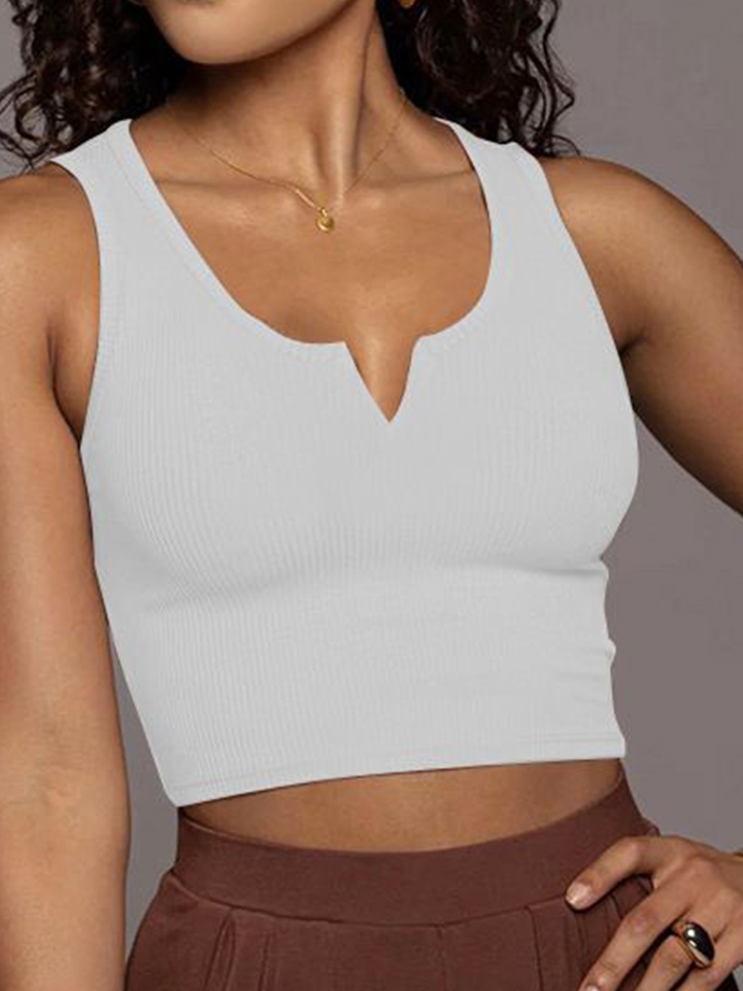 

StyleCast x Revolte Ribbed Cotton Tank Crop Top, White