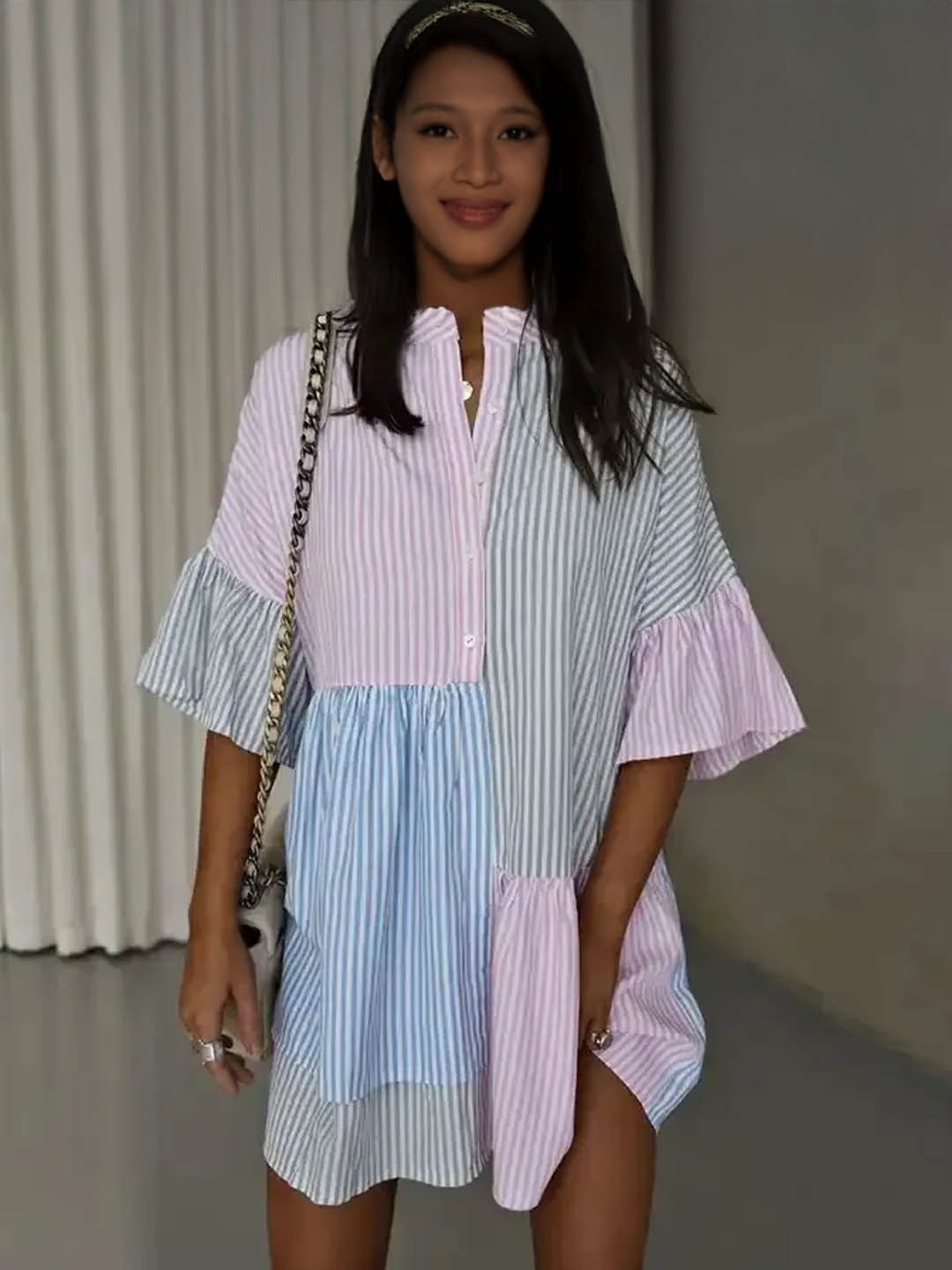 

StyleCast Striped Bell Sleeve A-Line Dress, Pink