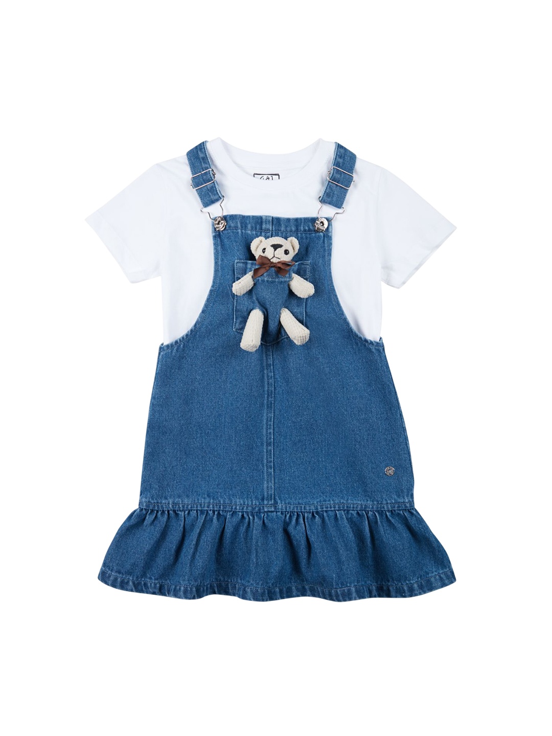 

Gini and Jony Girls Demin Dungaree With T-Shirt, Blue