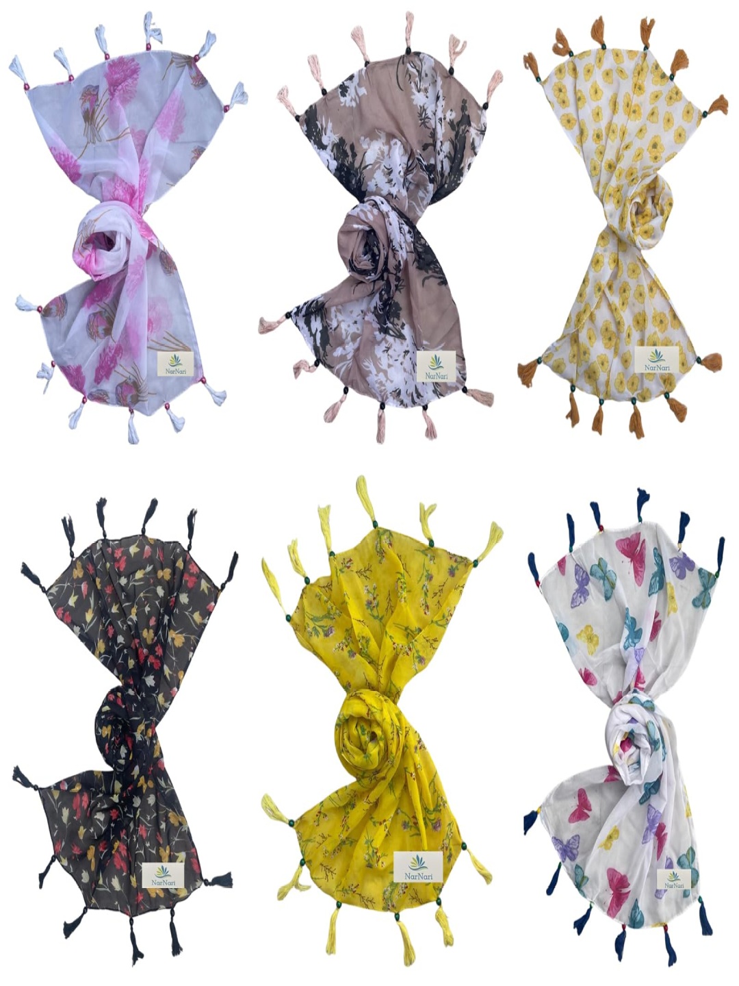 

NarNari Women Printed Scarf, Yellow