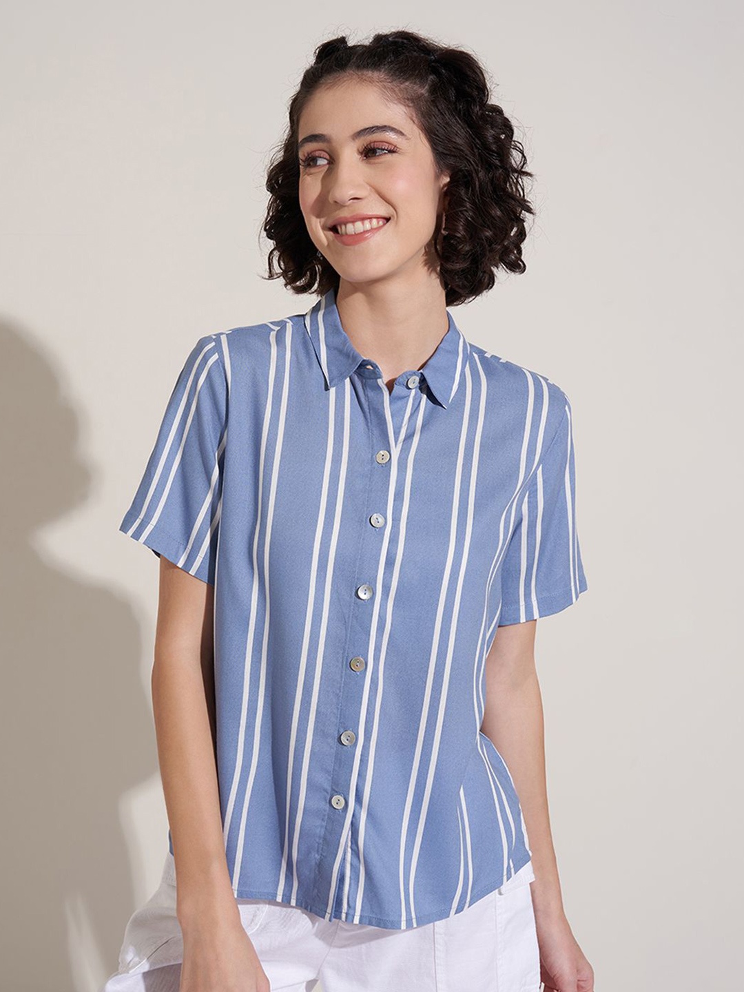 

Honey by Pantaloons Print Shirt Style Top, Blue