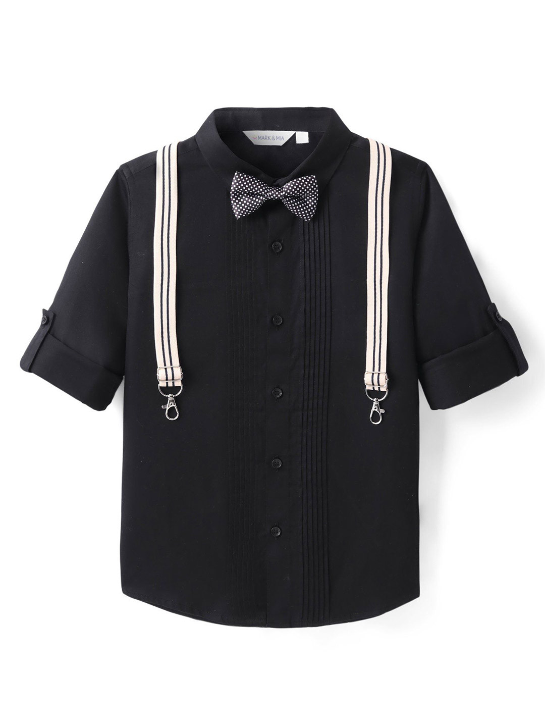 

Mark & Mia Boys Spread Collar Solid Cotton Casual Shirt, Black