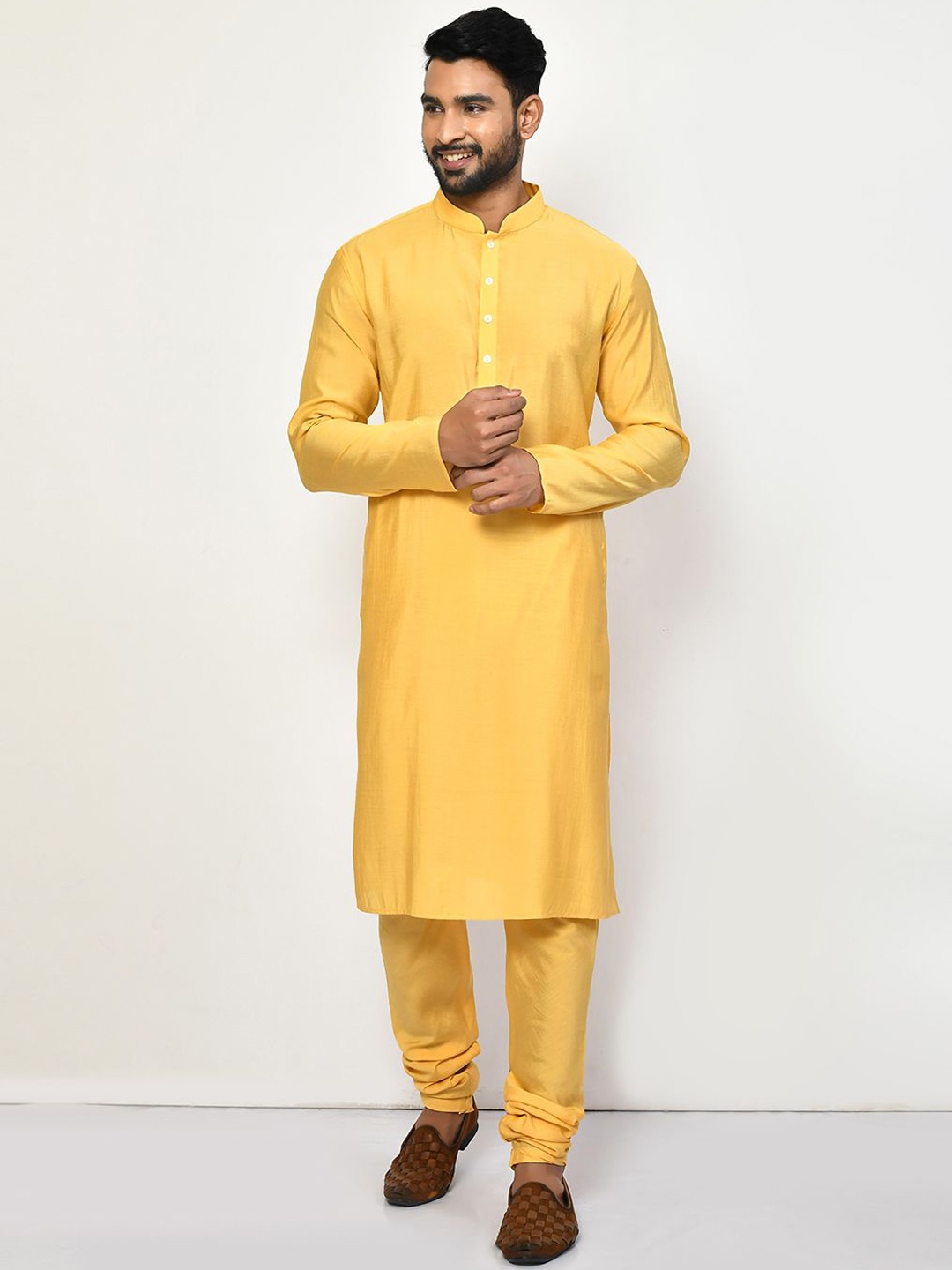 

Arihant Rai Sinha Men Regular Kurta with Churidar, Yellow