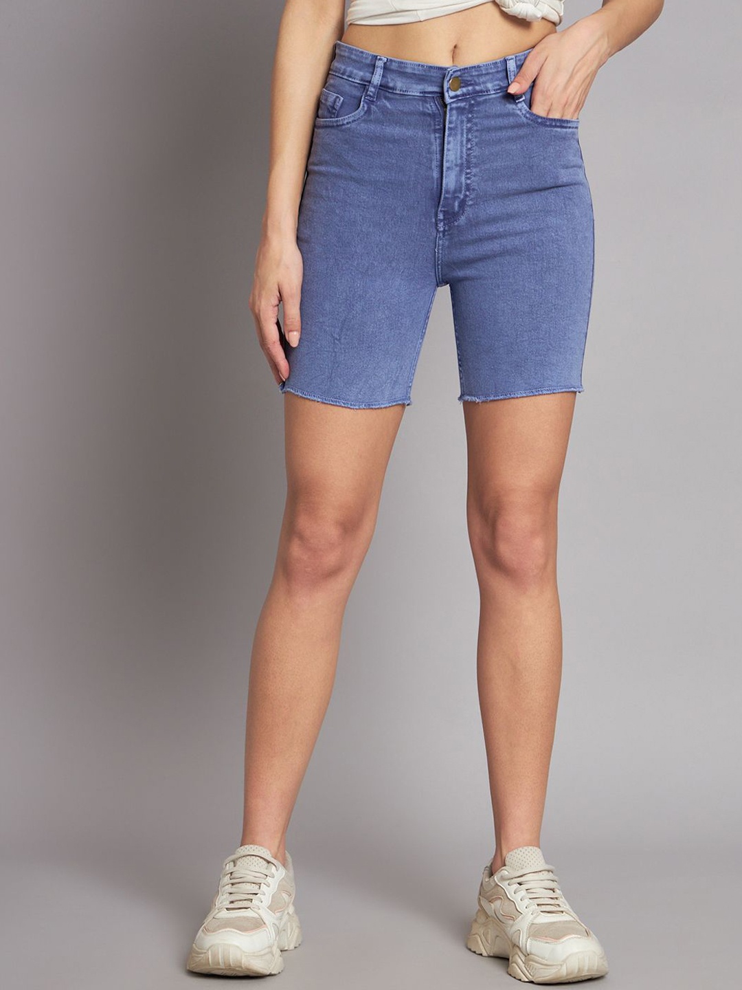 

BAESD Women High-Rise Denim Shorts, Blue