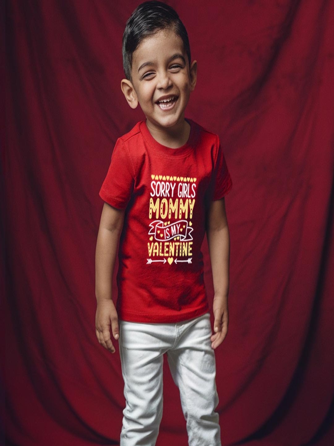 

FFLIRTYGO Unisex Kids Typography Printed Round Neck Cotton T-shirt, Red