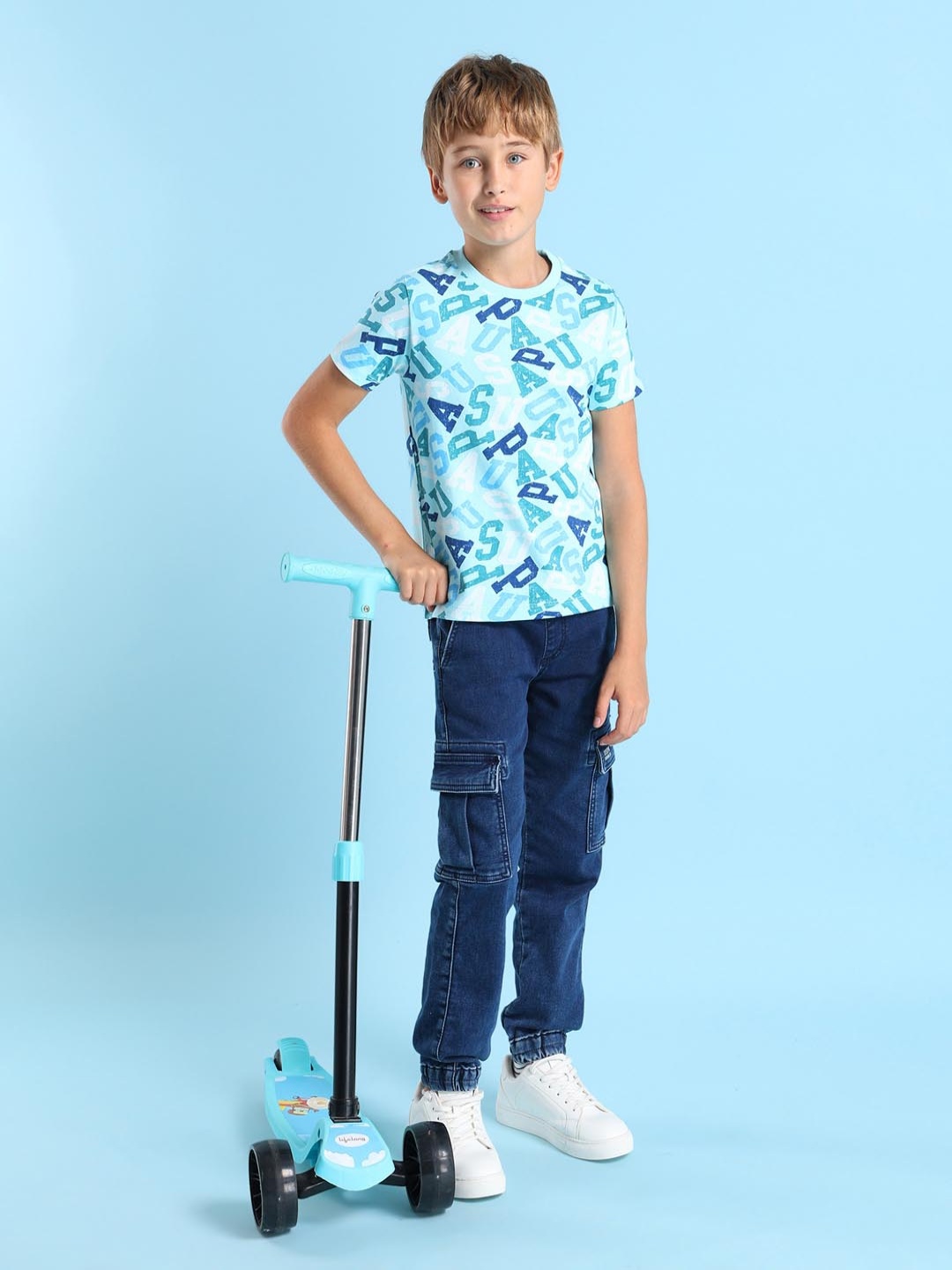 

U.S. Polo Assn. Kids Boys Brand Logo Printed T-shirt, Blue