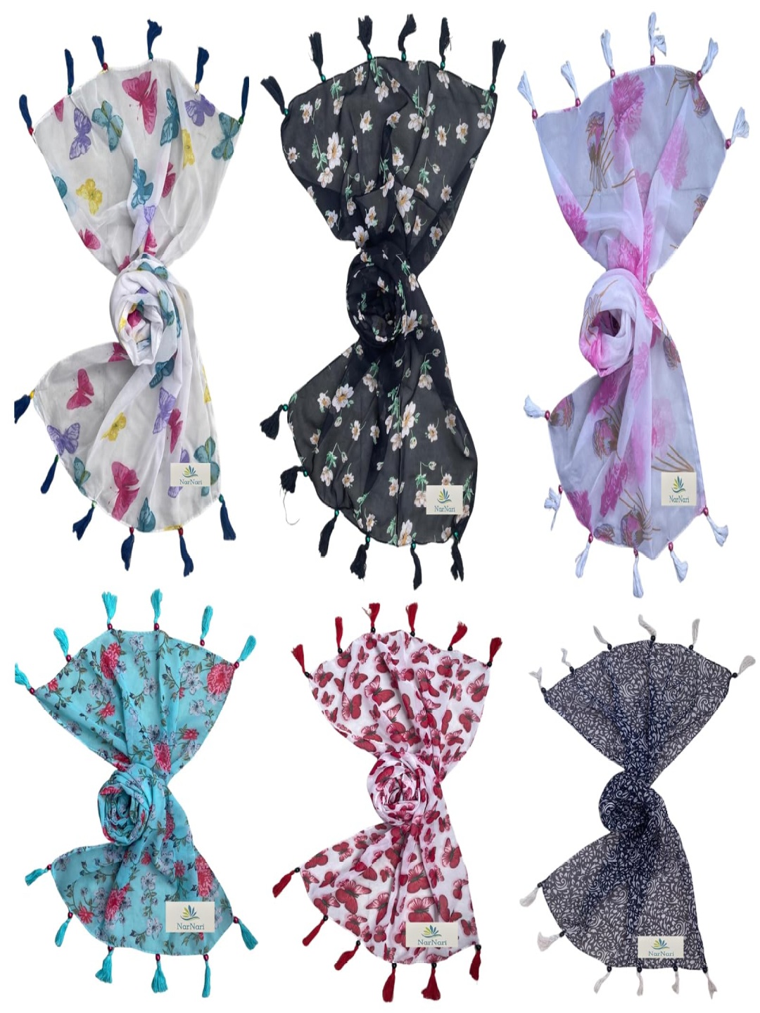 

NarNari Women Printed Scarf, Blue