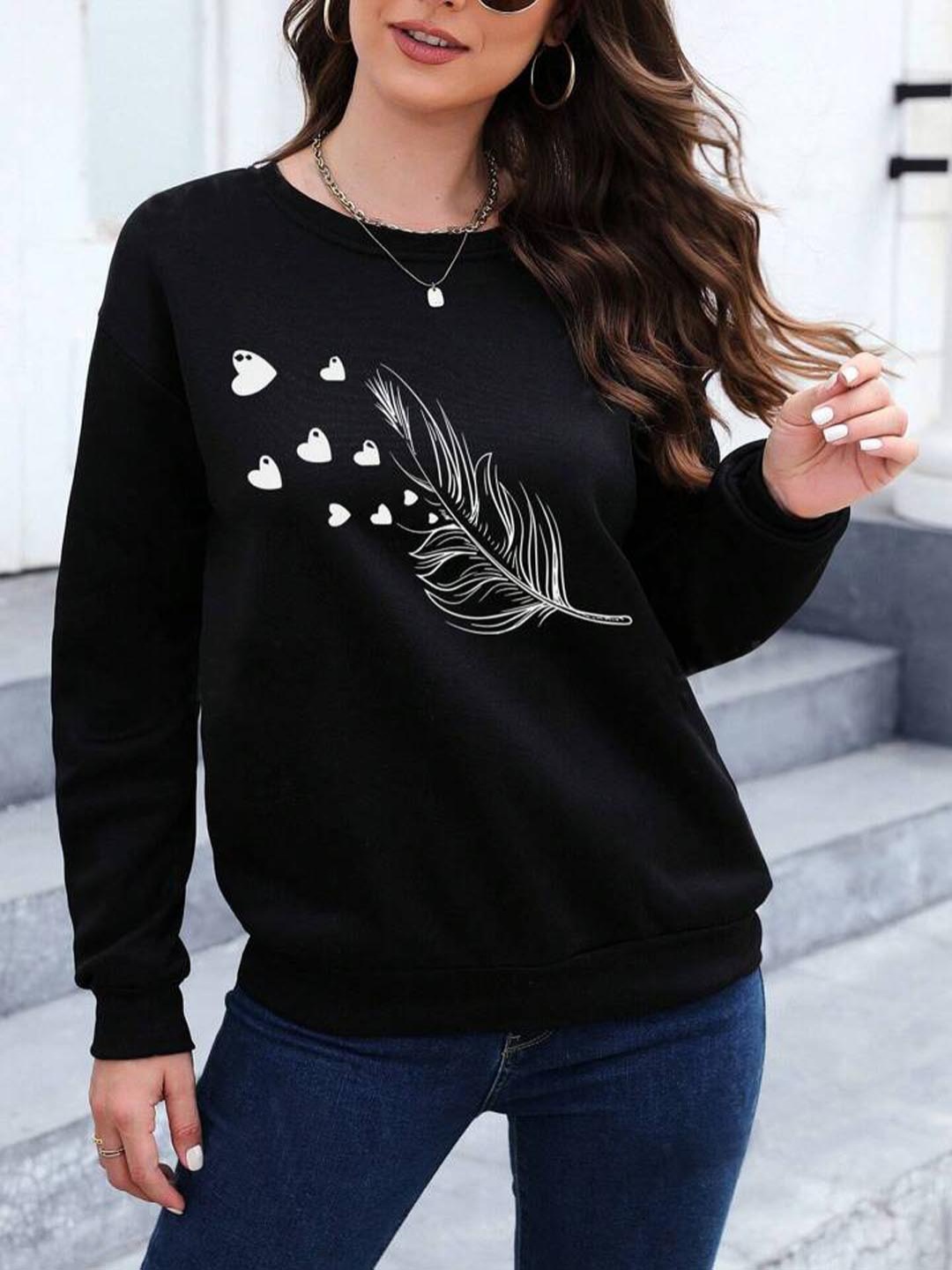 

KASHIAN Women Printed Dry Fit Sweatshirt, Black