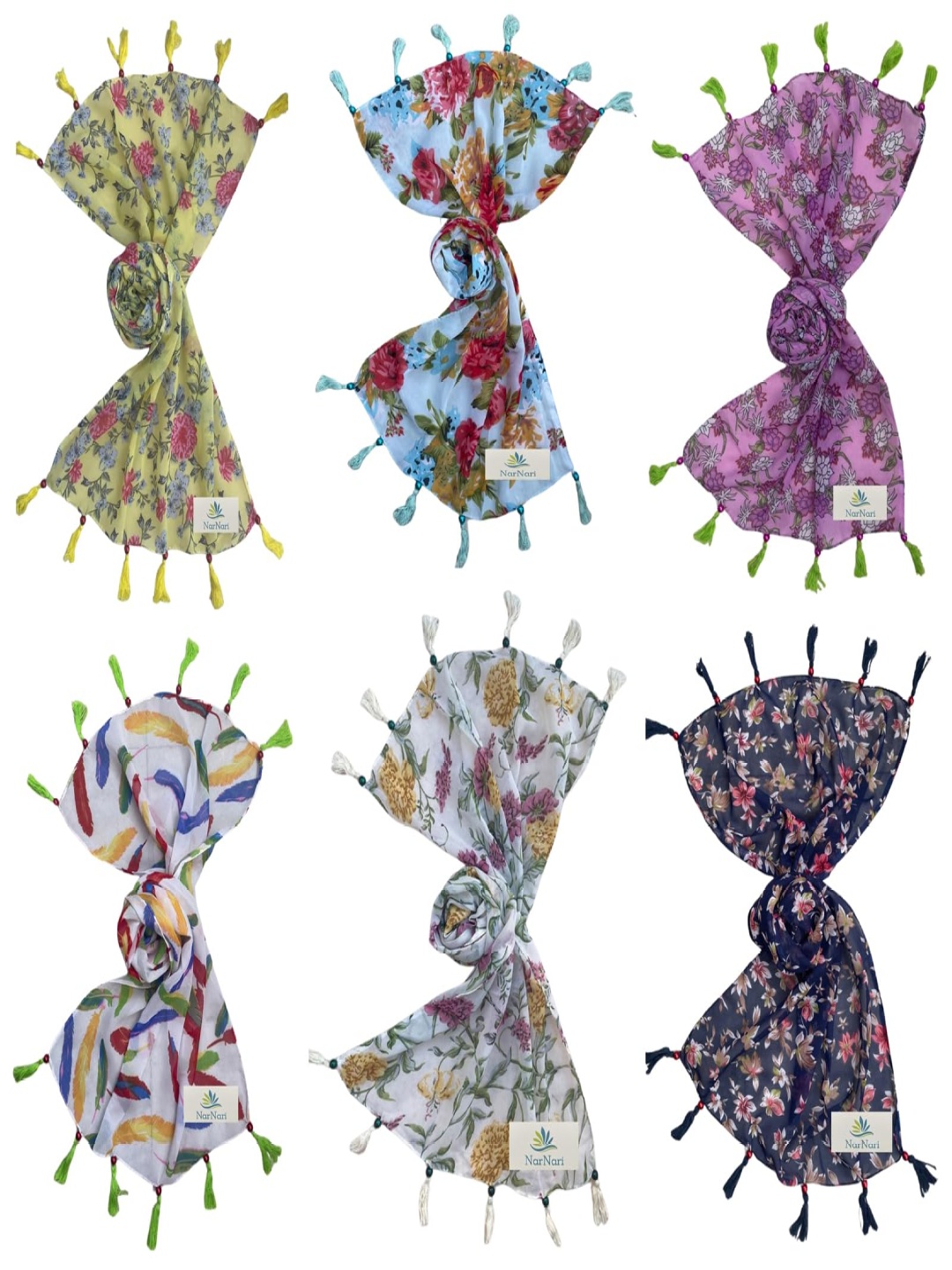 

NarNari Women Printed Scarf, Yellow