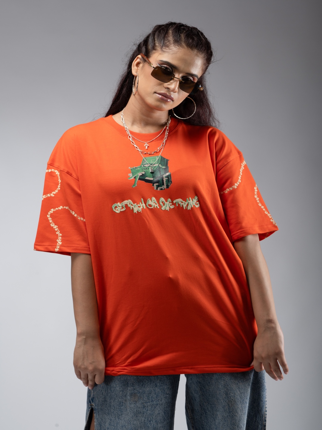 

BAVA STORE Unisex Typography Printed T-shirt, Orange