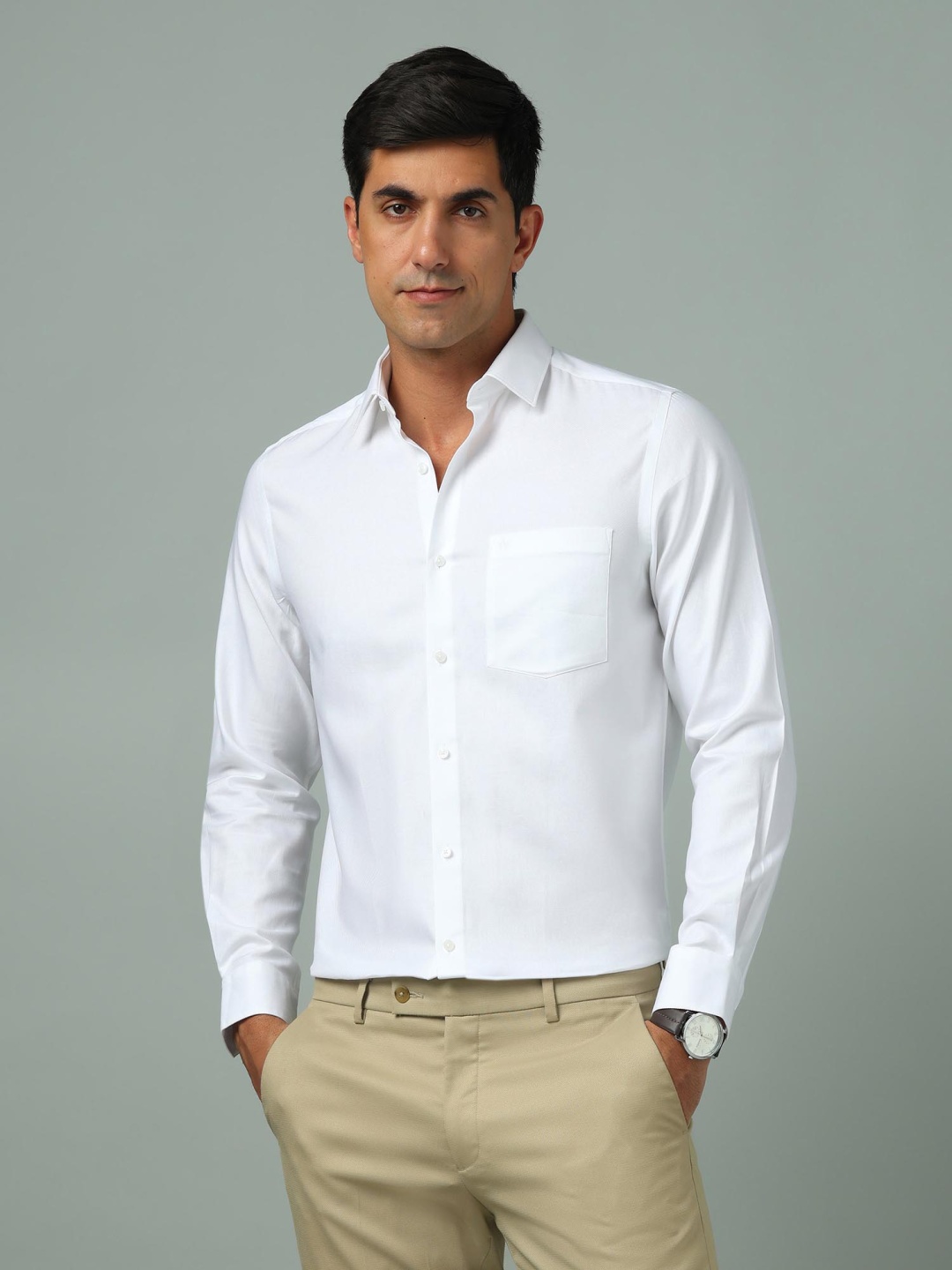 

Arrow Men Classic Fit Spread Collar Solid Cotton Formal Shirt, White