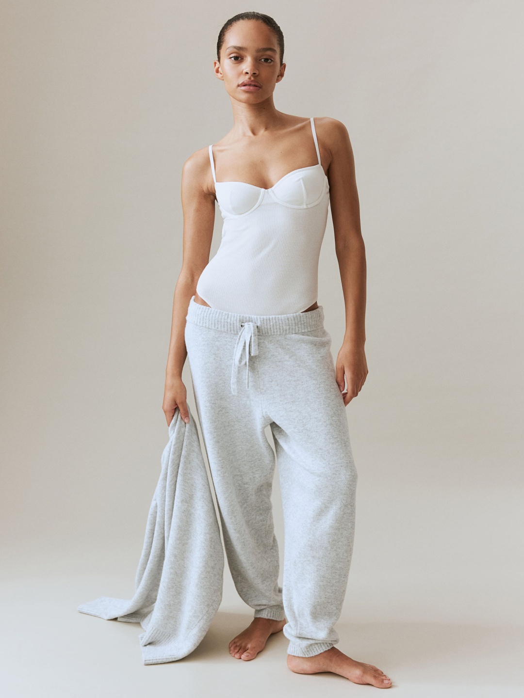 

H&M Women Fine-Knit Joggers, Grey