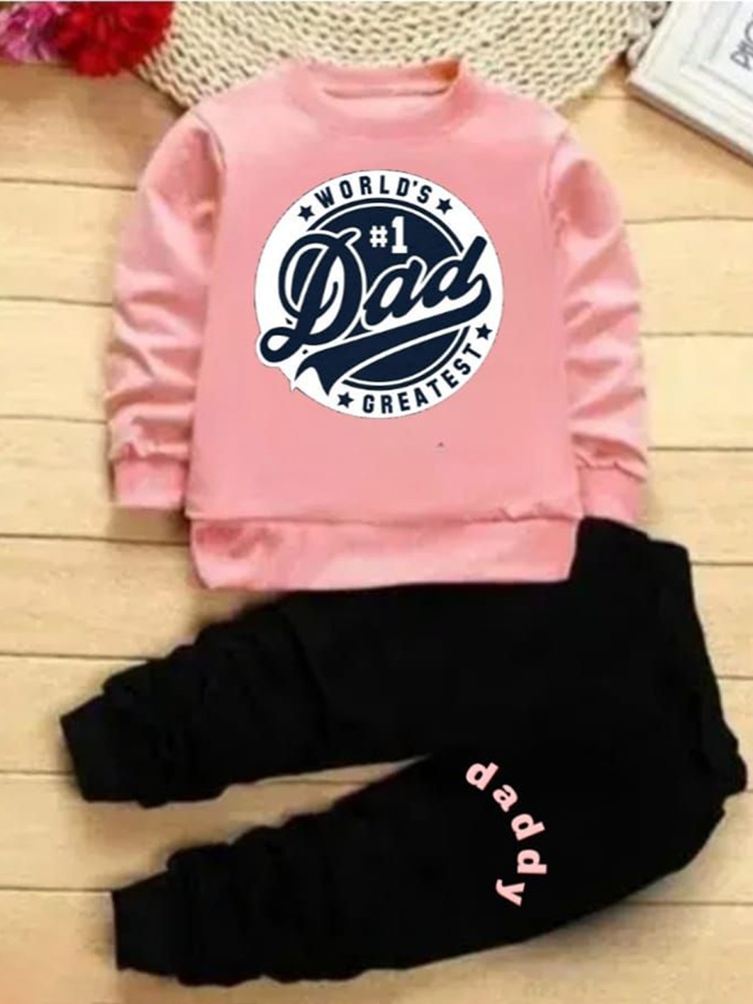 

KIDSCUTE Boys Printed Round Neck Sweatshirt With Jogger, Peach