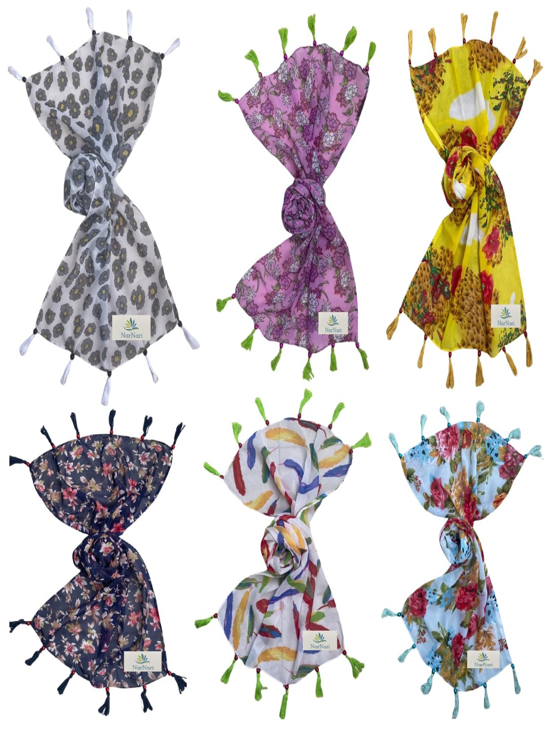 

NarNari Women Printed Scarf, Yellow
