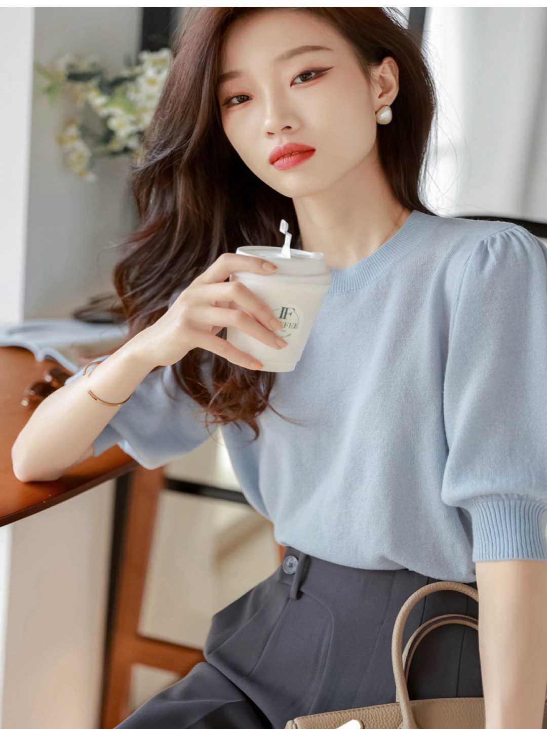 

StyleCast Puff Sleeve Top, Blue