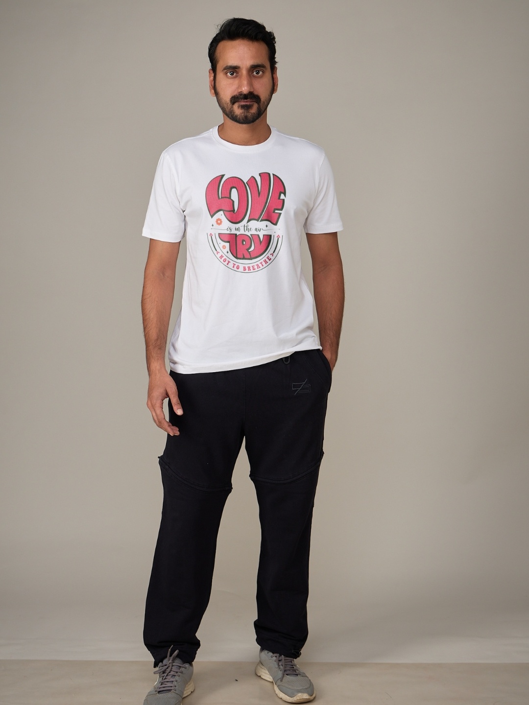 

EQL Men Bio Finish Typography Printed Round Neck Cotton T-shirt, White