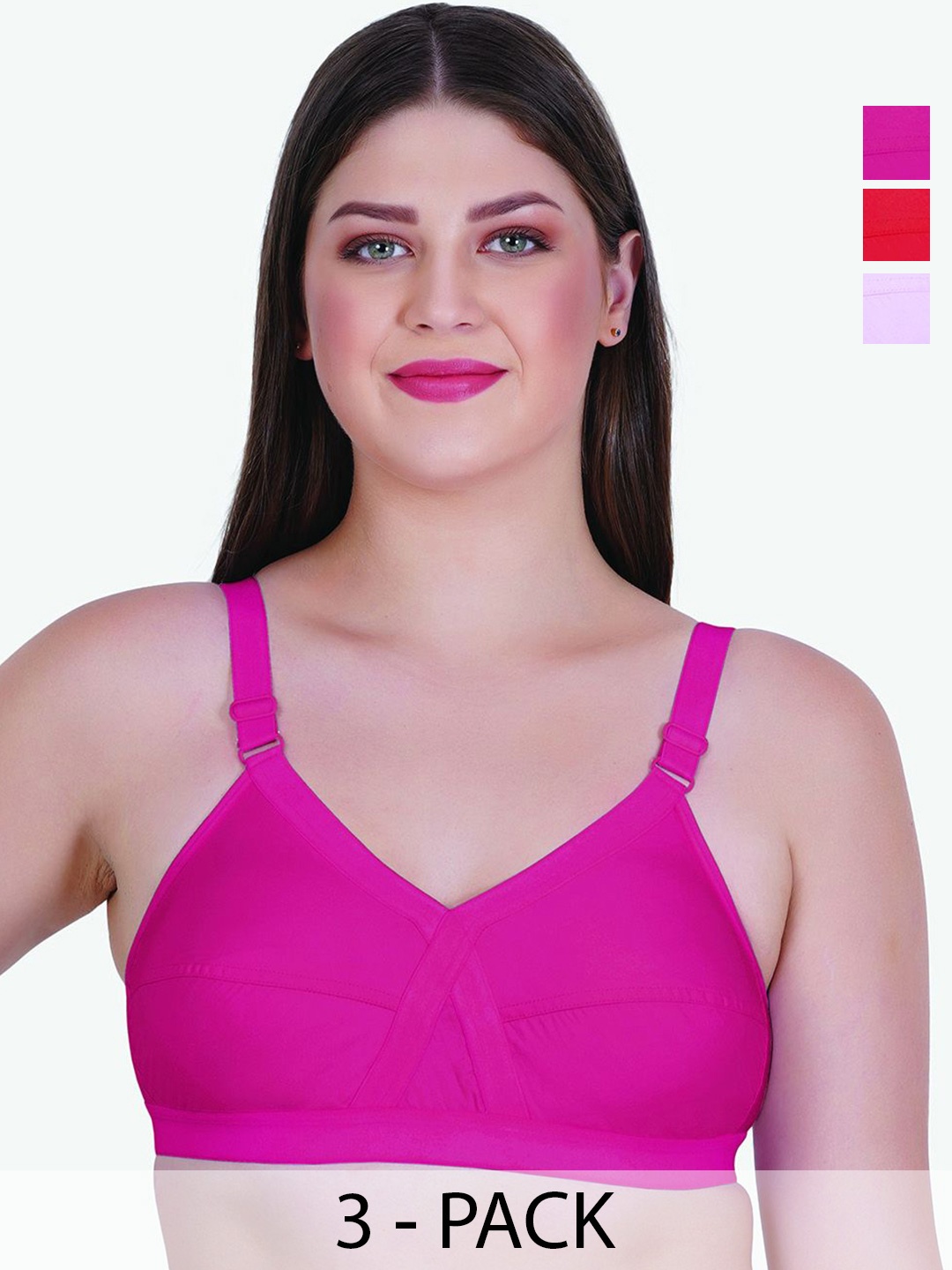 

Reveira Pack Of 3 Full Coverage Dry Fit Minimizer Bra, Assorted