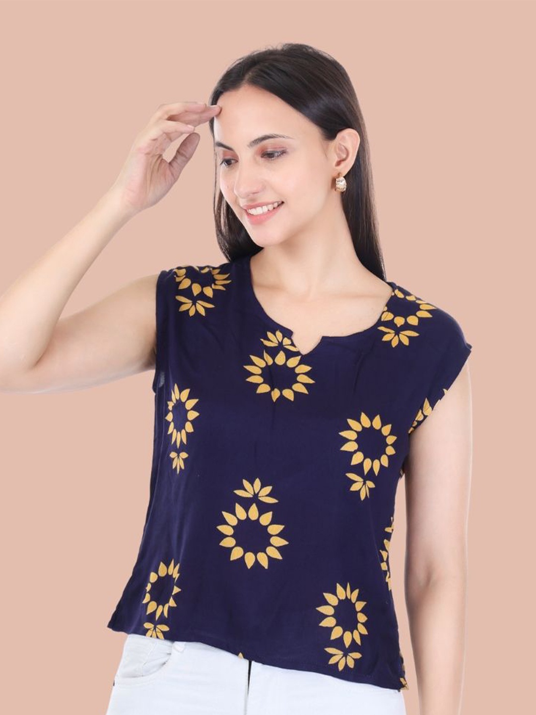 

Moda Rapido Floral Print Crepe Top, Blue