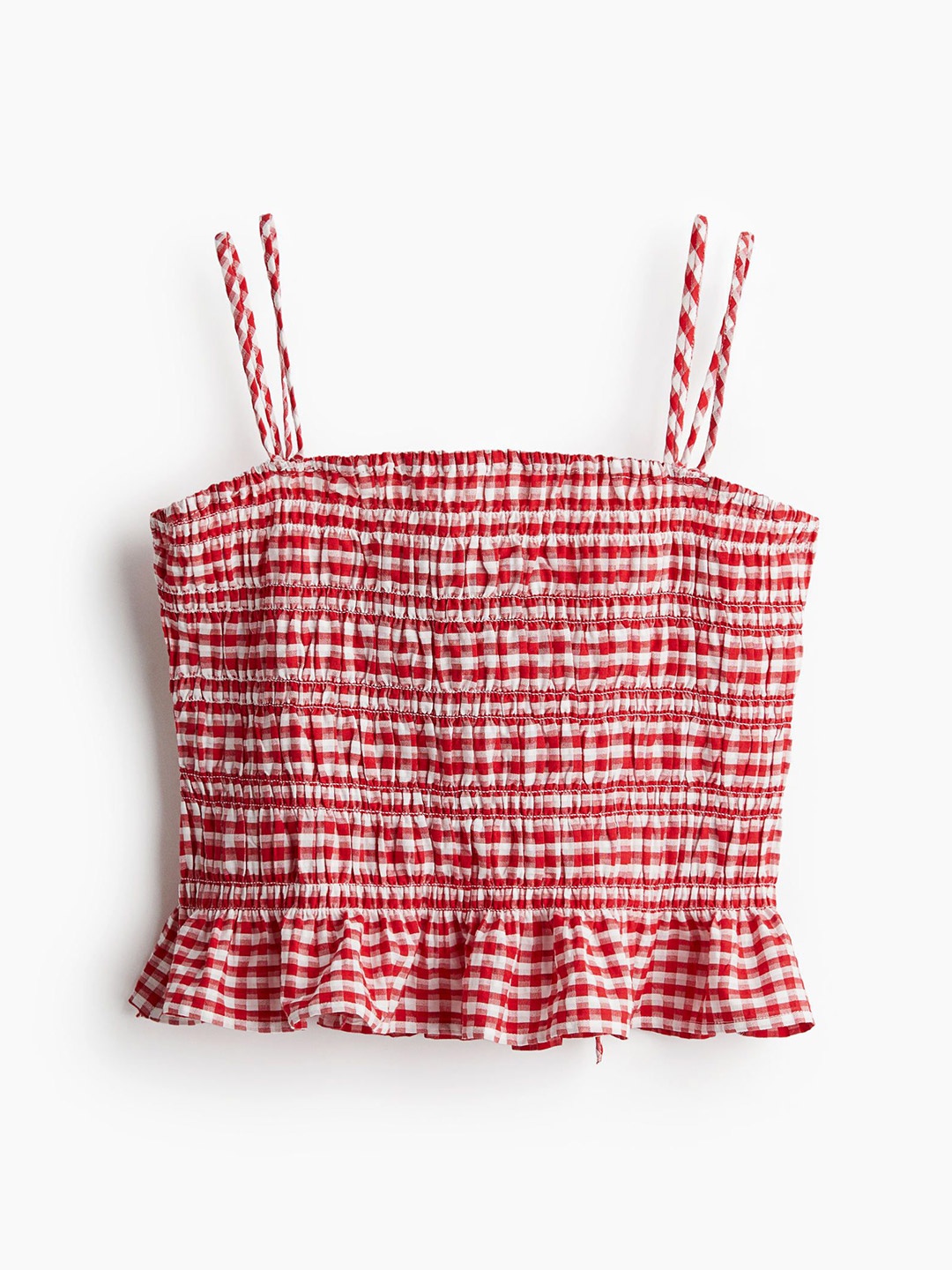 

H&M Smocked Strappy Top, Red