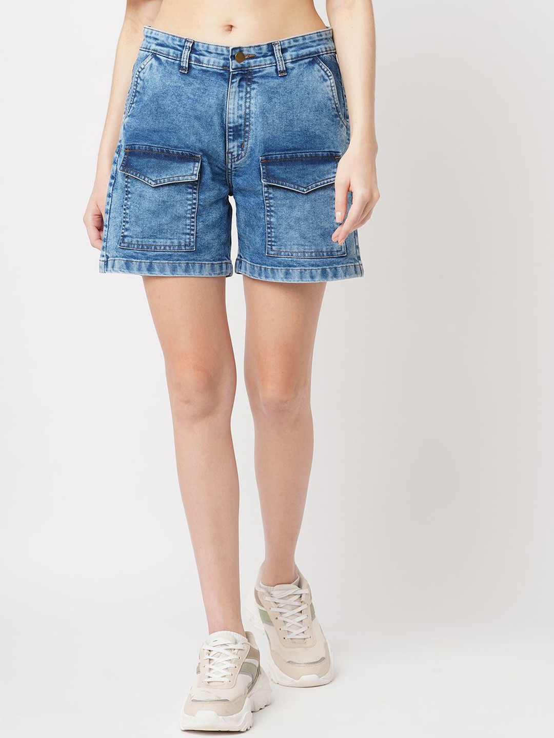 

BAESD Women Mid-Rise Outdoor Denim Shorts, Blue
