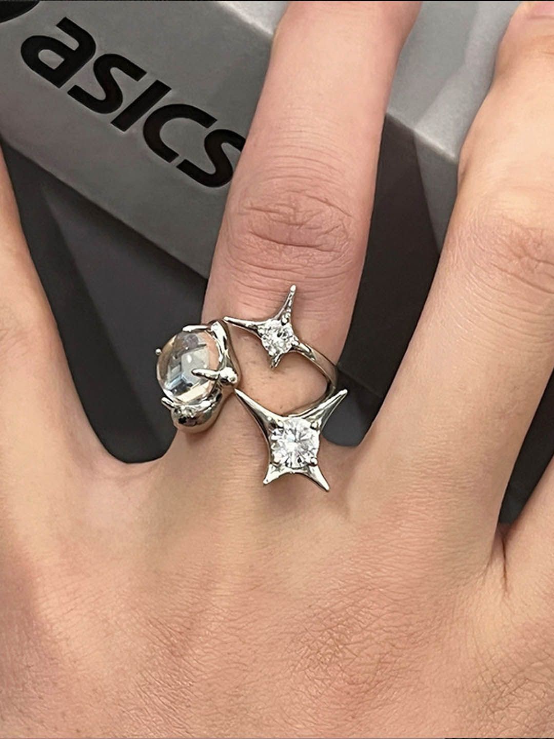 

StyleCast Elegant Silver-Toned Artificial Stones-Studded Finger Ring