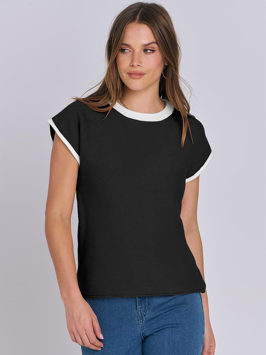 

StyleCast x Revolte Women Self Design Top, Black