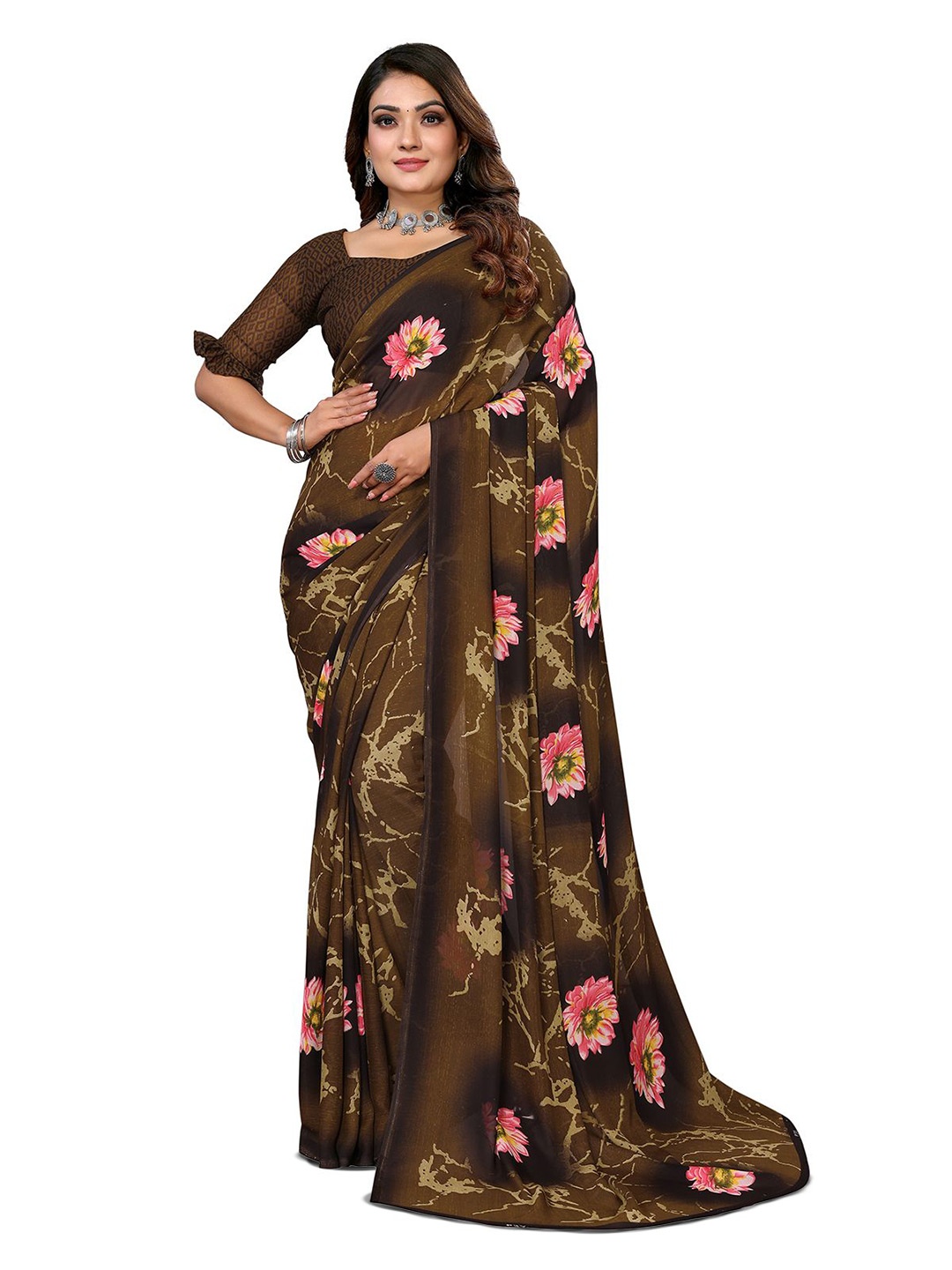 

Moda Rapido Floral Printed Saree, Green