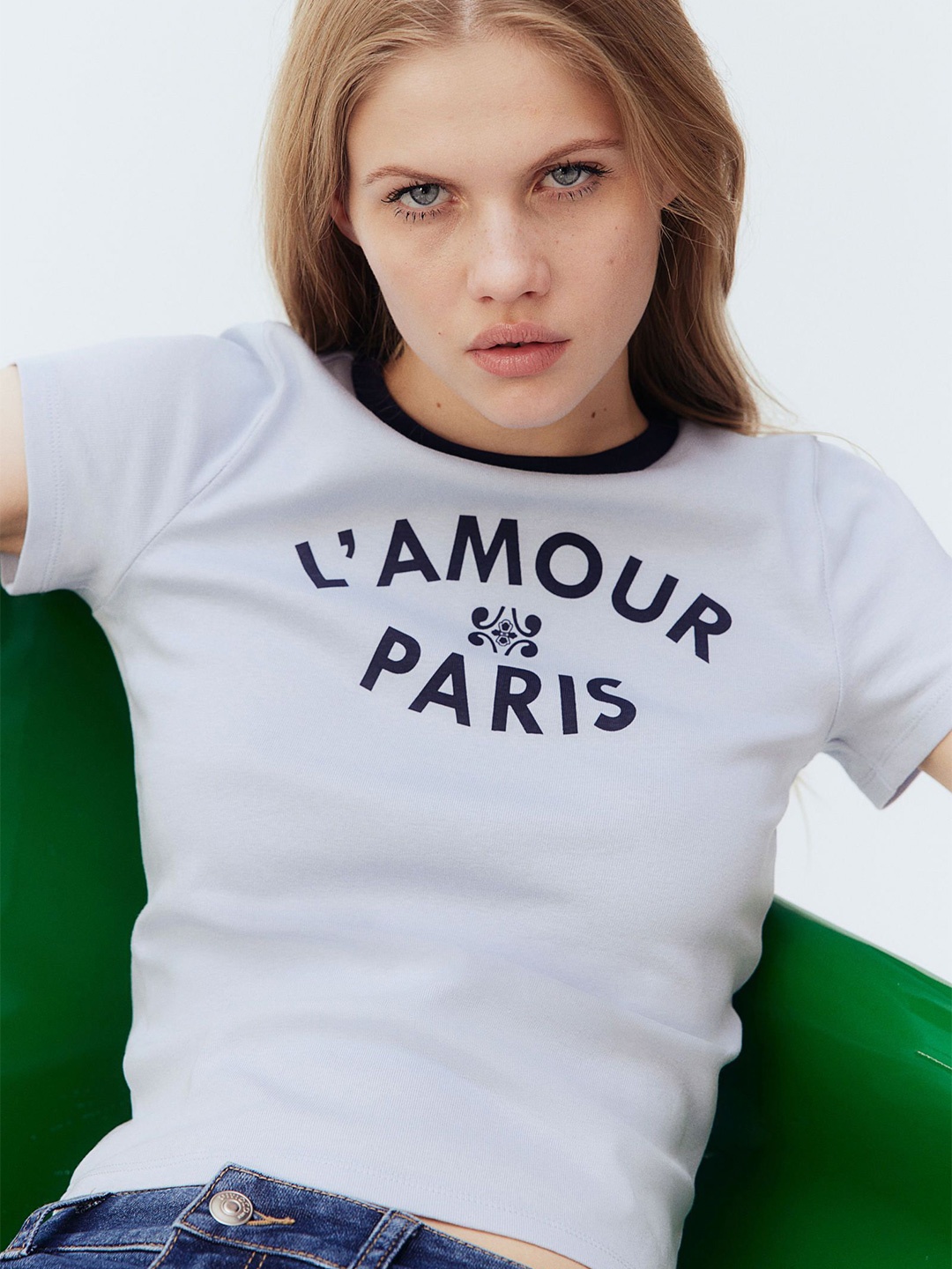 

H&M Ribbed T-shirt, White