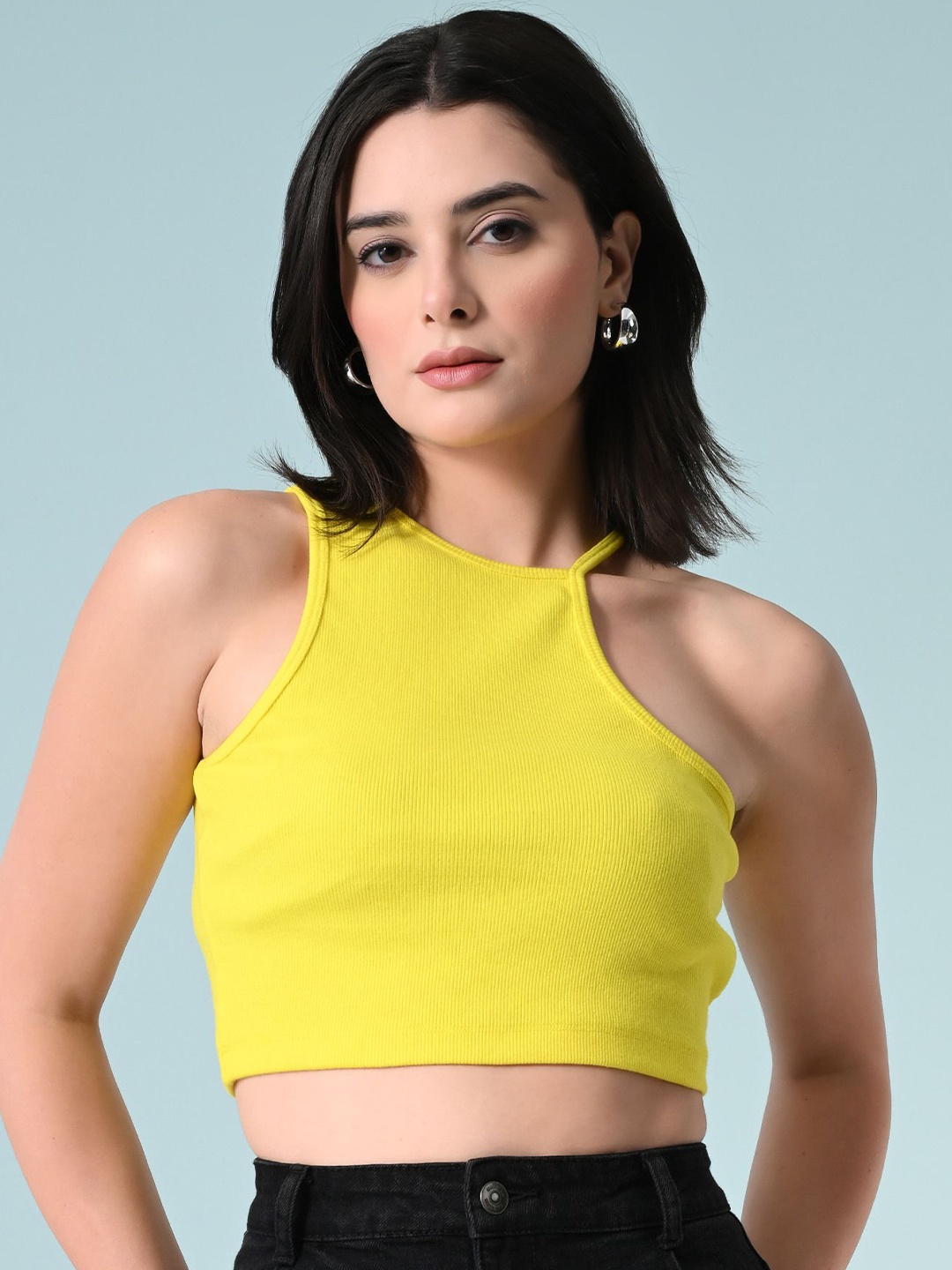 

Unifringe Women Cotton Styled Back Top, Yellow