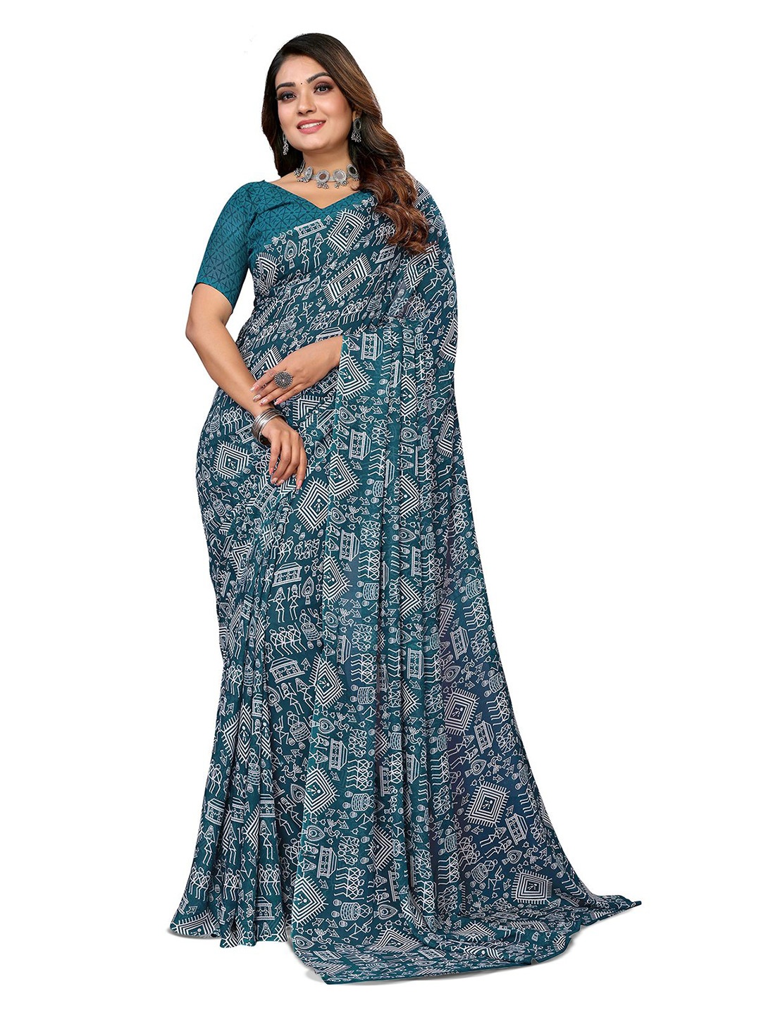 

Moda Rapido Ethnic Motifs Printed Saree, Green