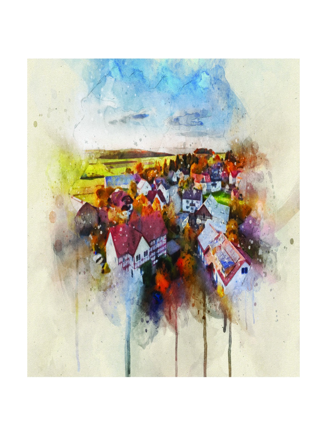 

Inephos White And Yellow Abstract Printed Wall Art