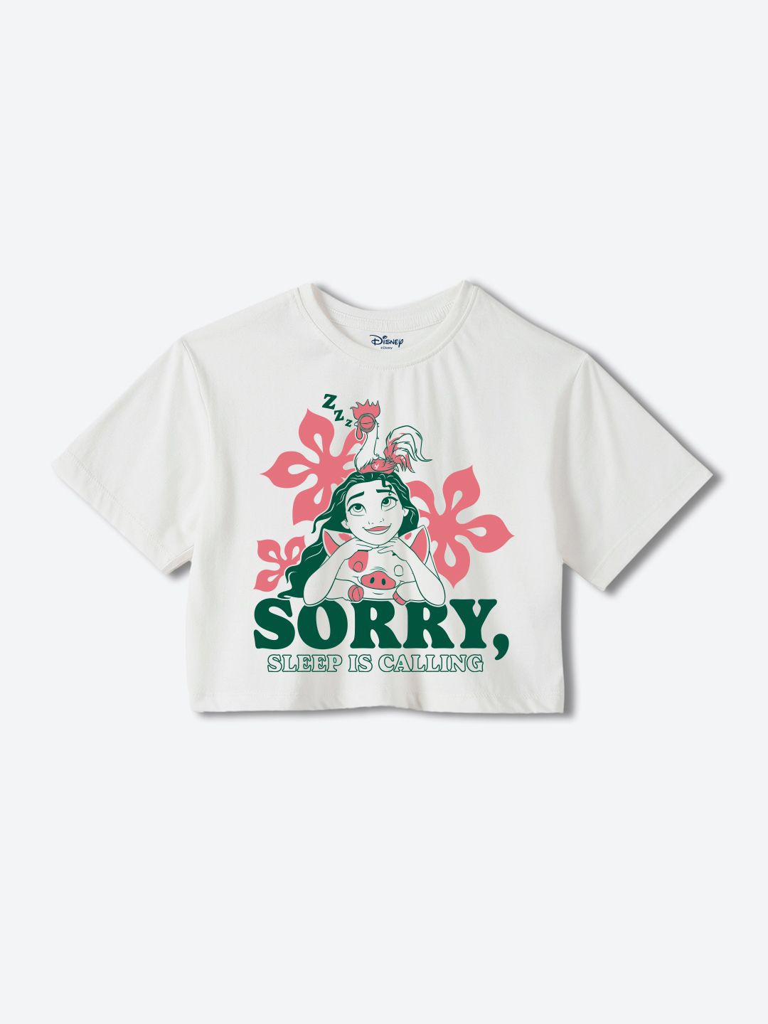 

YK Disney Girls Typography Printed Round Neck Cotton Boxy T-shirt, White