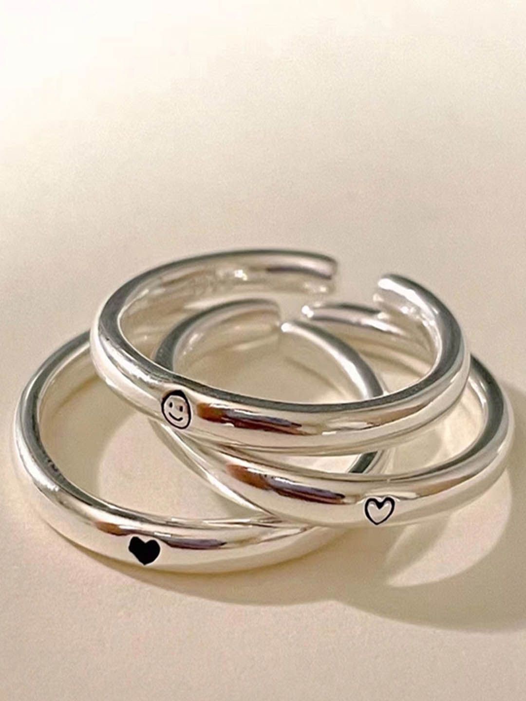 

StyleCast 3 Pieces Silver-Plated Round Shaped Adjustable Finger Rings