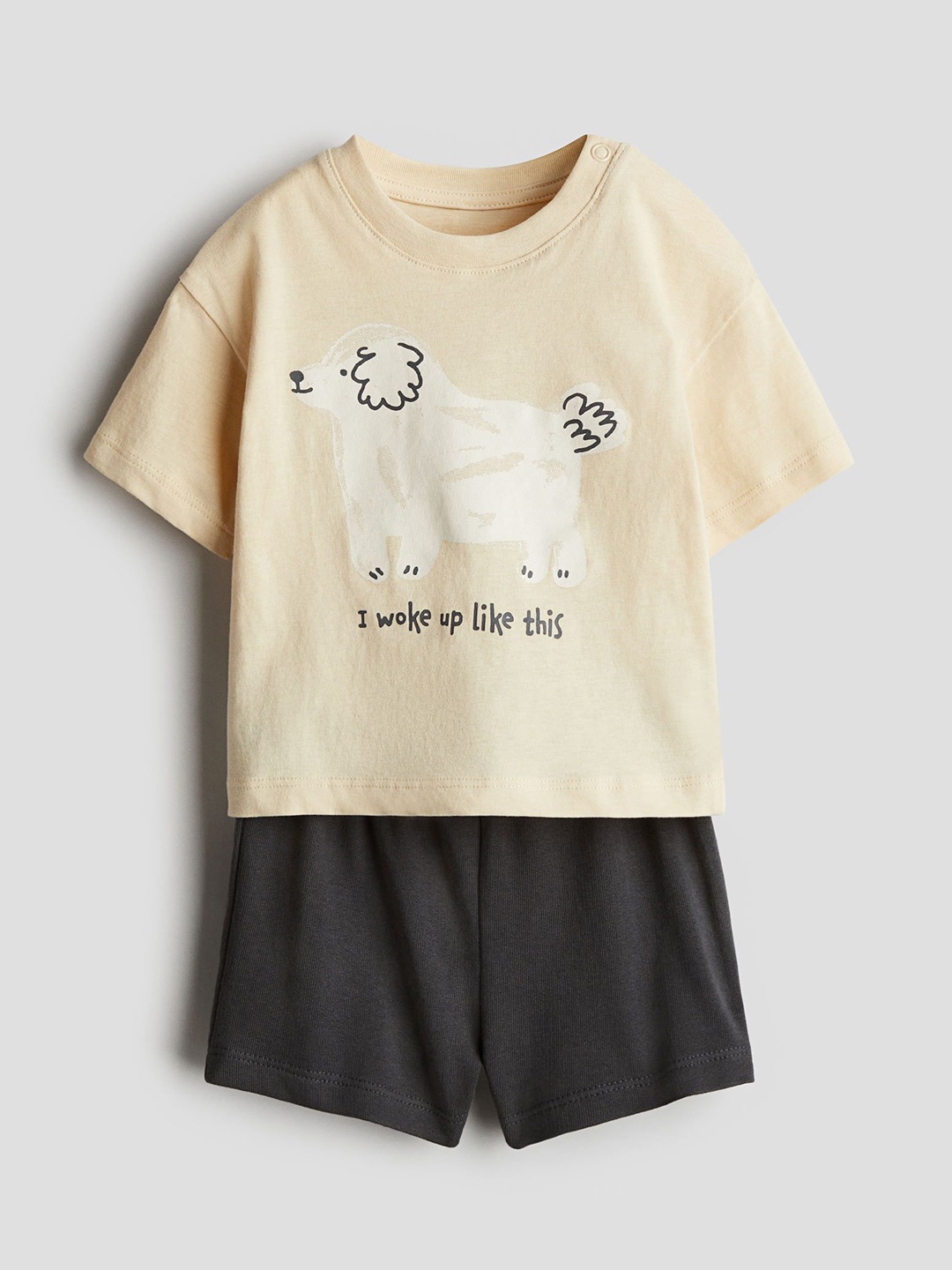 

H&M 2-Piece Top And Shorts Set, Beige