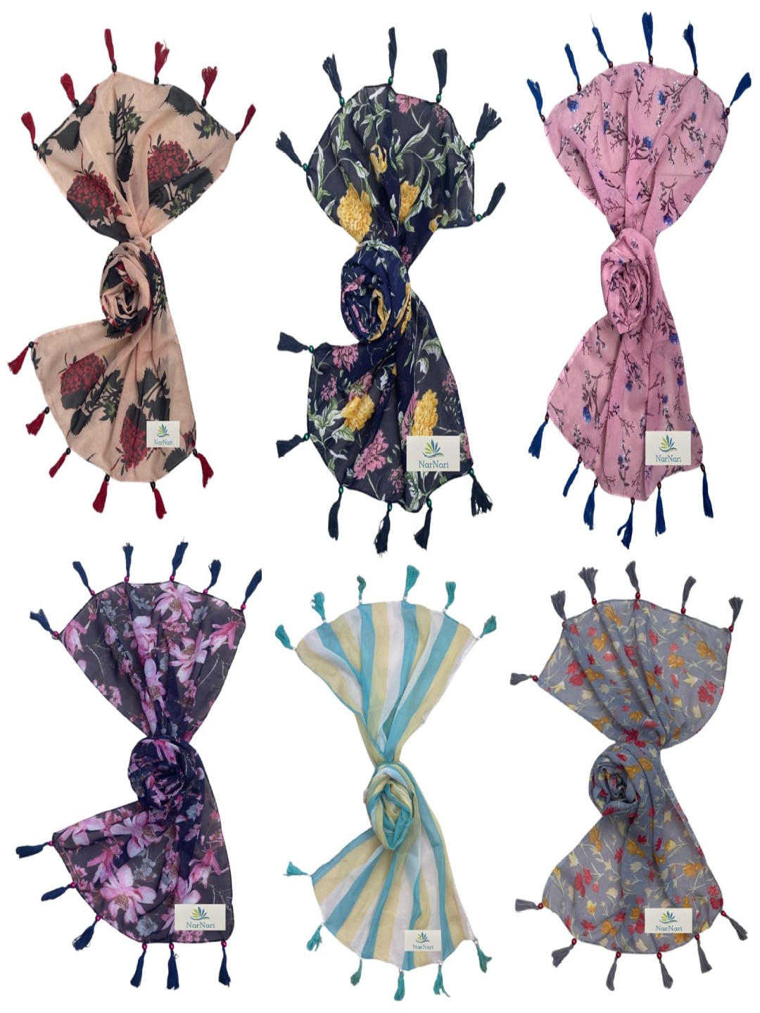 

NarNari Women Printed Scarf, Blue