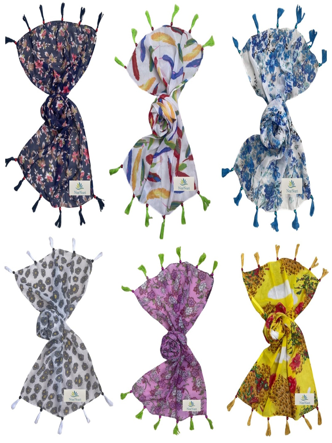 

NarNari Women Printed Scarf, Yellow