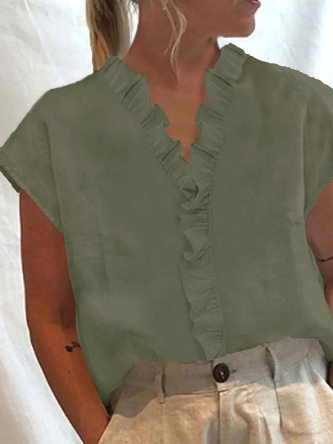 

StyleCast x Revolte Ruffles Peplum Top, Green