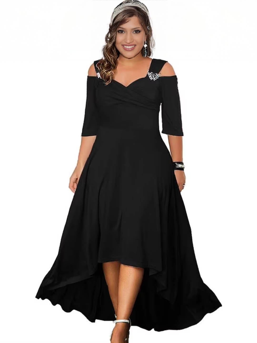 

StyleCast Cold-Shoulder Fit & Flare Maxi Dress, Black