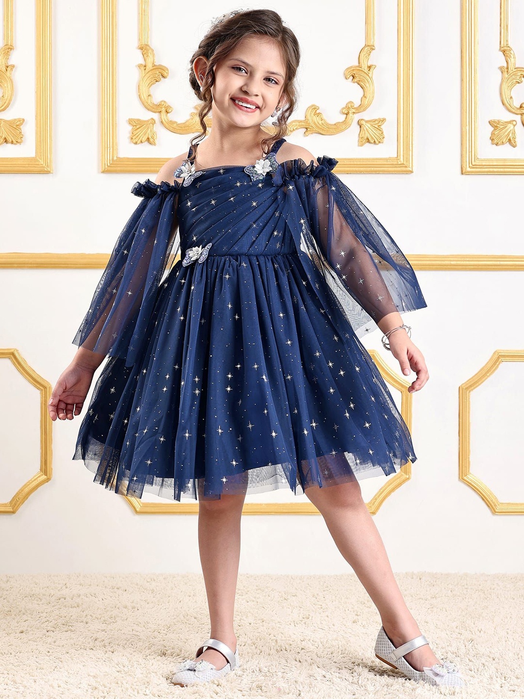 

Mark & Mia Girls Embellished Fit & Flare Dress, Navy blue