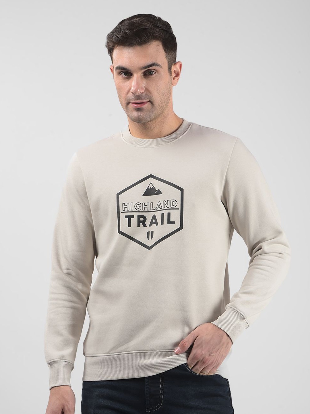 

Numero Uno Men Printed Sweatshirt, Beige