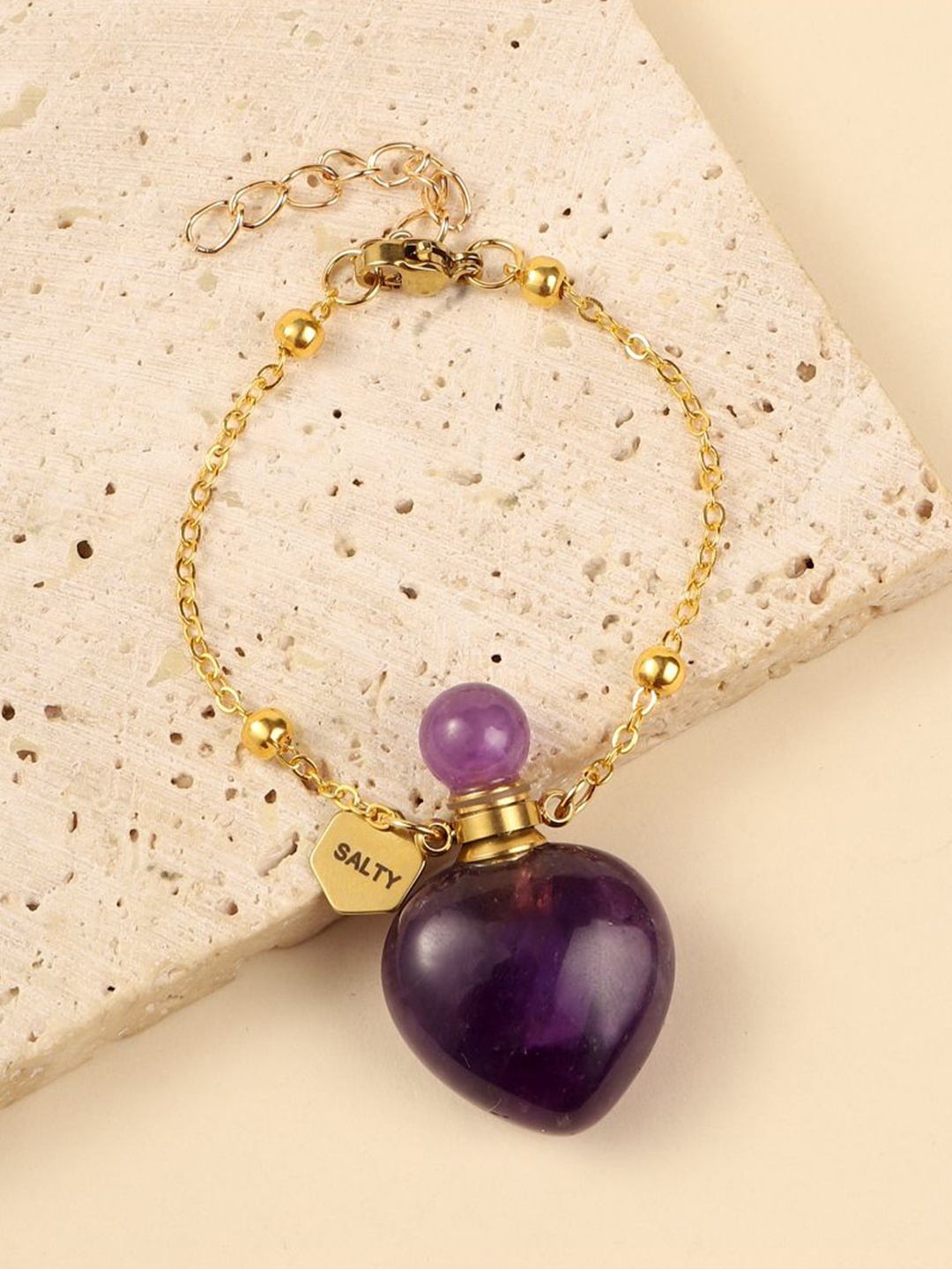 

SALTY Women Quartz Perfume Bottle Charm Bracelet, Gold