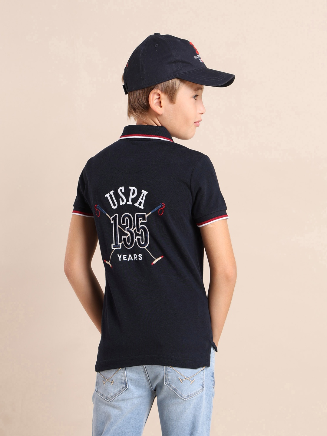 

U.S. Polo Assn. Kids Boys Brand Logo Printed Polo Collar Pockets T-shirt, Blue