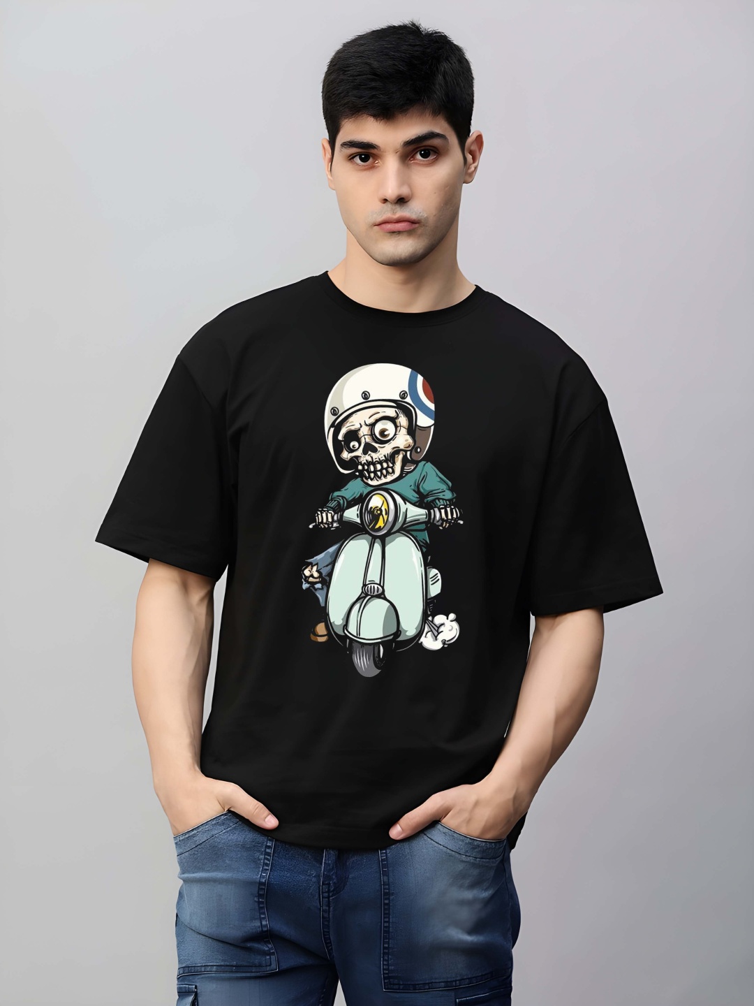 

Moda Rapido Men Graphic Printed Round Neck Cotton Relaxed Fit T-shirt, Black